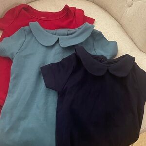 Bundle of 3 Primary bodysuits - 2 with Peter Pan collars. Red and blue.